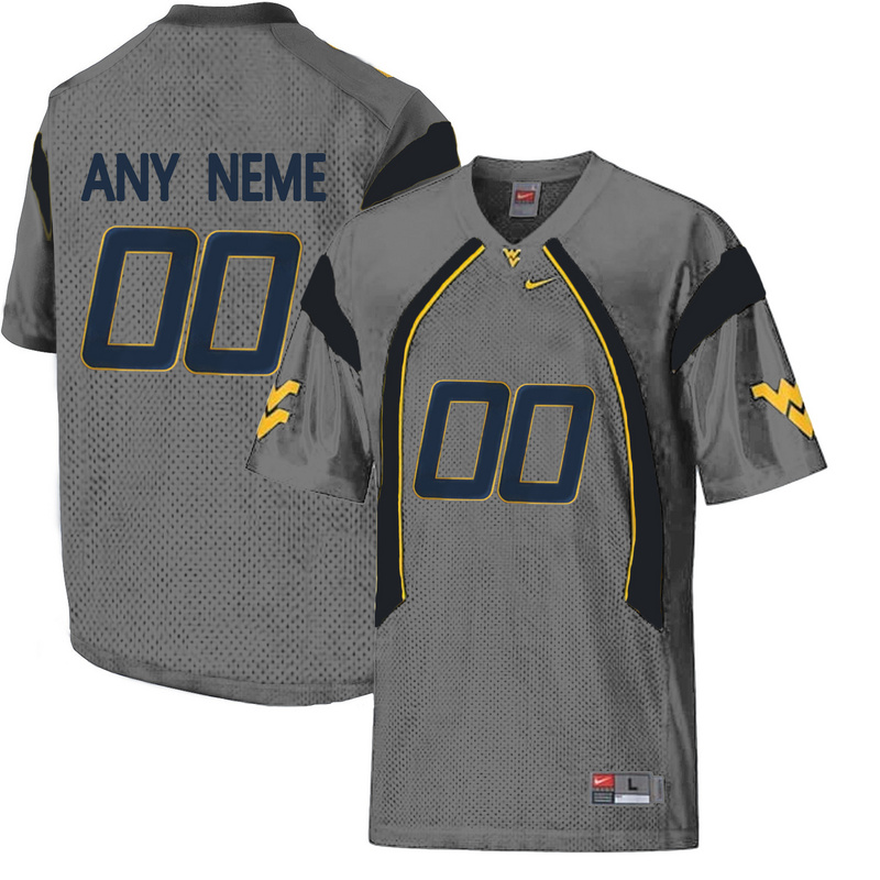 West Virginia Mountaineers Customized College Football Mesh Jersey  Grey->->Custom Jersey